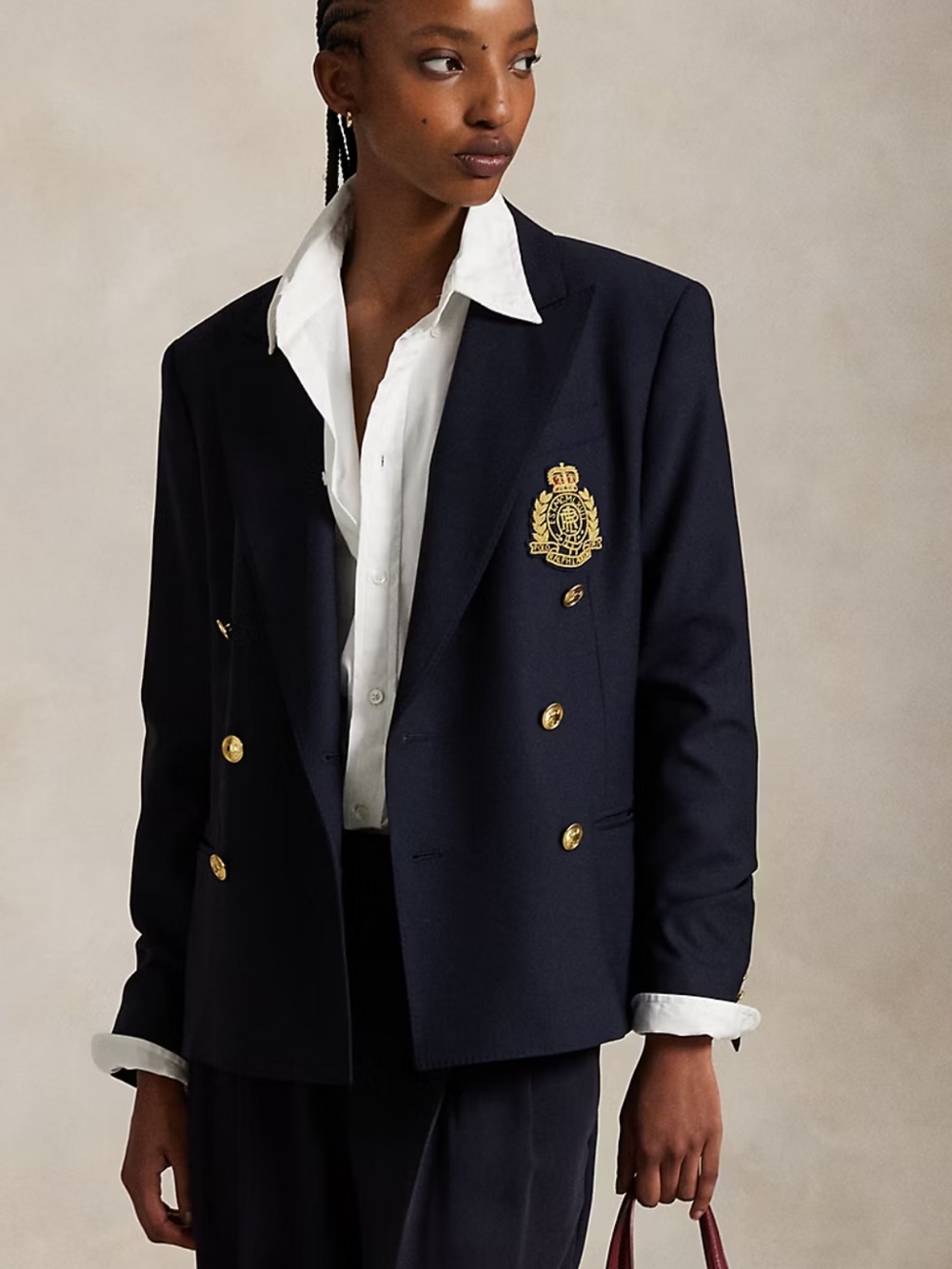 Polo Ralph Lauren Double Breasted Crest Blazer 2 Navy NWT Italian Stretch Wool